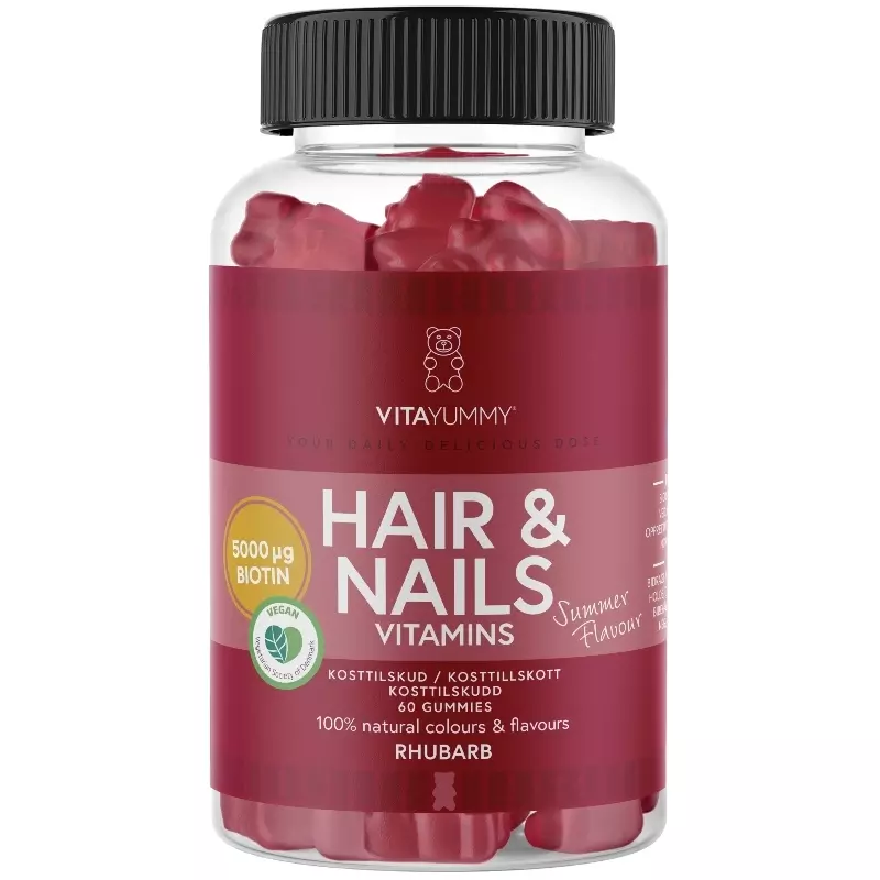 VitaYummy Hair & Nails Rhubarb 60 Pieces (Summer Edition 2023)
