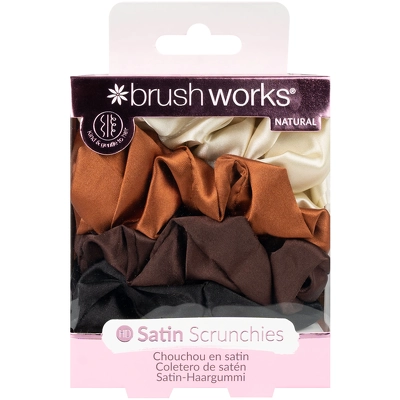Brushworks Natural Satin Scrunchies 4 Pieces