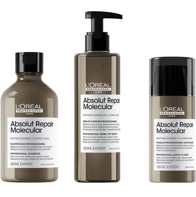 L'Oréal Professionnel Absolut Repair Molecular Shampoo, Rinse-Out Serum & Leave-In