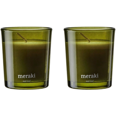 Meraki Scented Candle 2 x 60 gr. - Oud Leaf
