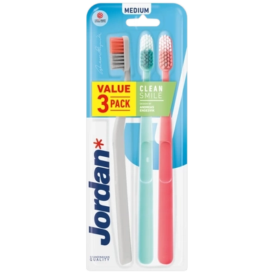 Jordan Clean Smile Toothbrush 3 Pack Medium
