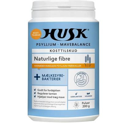 HUSK Psyllium Mavebalance Mælkesyrebakterier Pulver 200 gr.