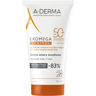 A-DERMA Exomega Control Emollient Solar Cream SPF 50+ 150 ml
