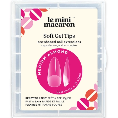 Le Mini Macaron Soft Gel Tips 220 Pieces - Medium Almond