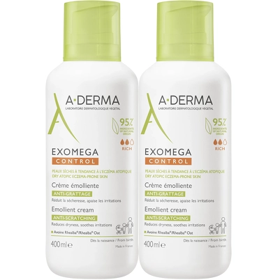 A-DERMA Exomega Control Emollient Cream Duo 2 x 400 ml (Limited Edition)