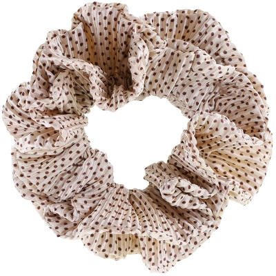 By Stær KAISA Scrunchie - White/Brown Dots