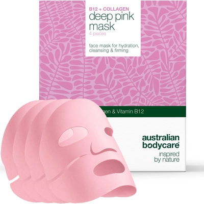 Australian Bodycare B12 + Collagen Deep Pink Face Mask 4 Pieces