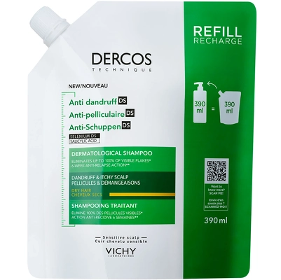 Vichy Dercos Technique Anti-Dandruff Shampoo Dry Hair Refill 390 ml