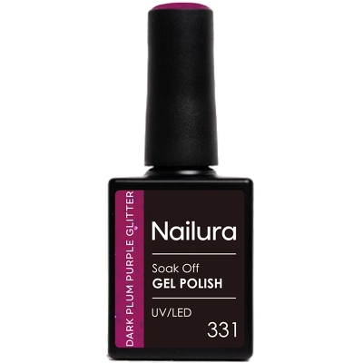 Nailura Gel Polish 10 ml - 331 Dark Plum Purple Glitter