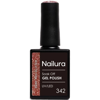 Nailura Gel Polish 10 ml - 342 Ruby Red Glitter