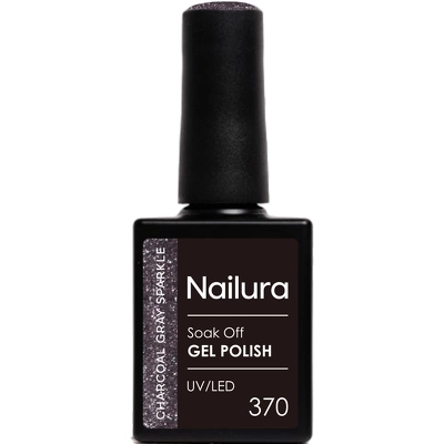 Nailura Gel Polish 10 ml - 370 Charcoal Gray Sparkle
