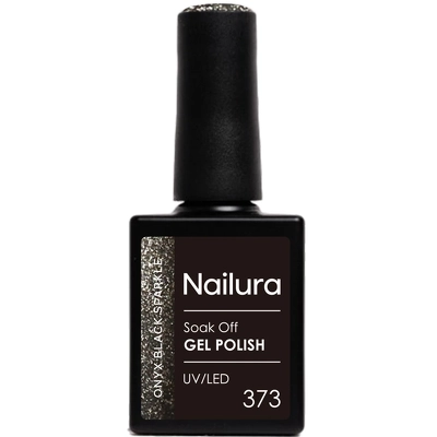 Nailura Gel Polish 10 ml - 373 Onyx Black Sparkle