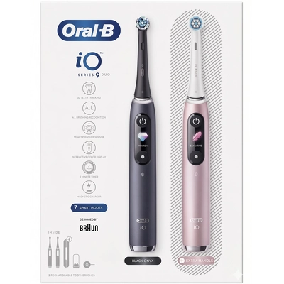 Oral-B iO9 Electric Toothbrush Duo 2 Pieces - Black Onyx & Rose Quartz