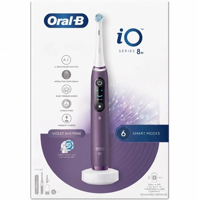 Oral-B iO8 Electric Toothbrush With Travel Case - Violet Ametrine