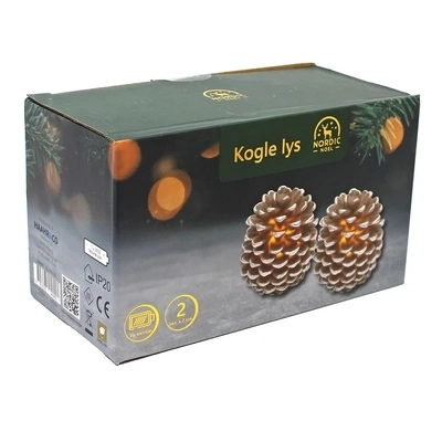 Kogle med LED. Naturfarvet 2 pcs