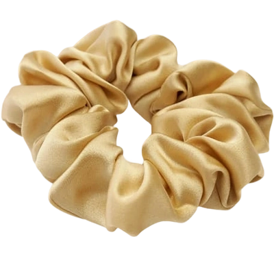 Lenoites Mulberry Silk Scrunchie - Antique Gold