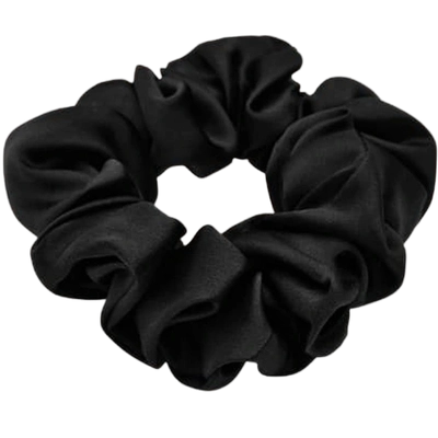 Lenoites Mulberry Silk Scrunchie - Black