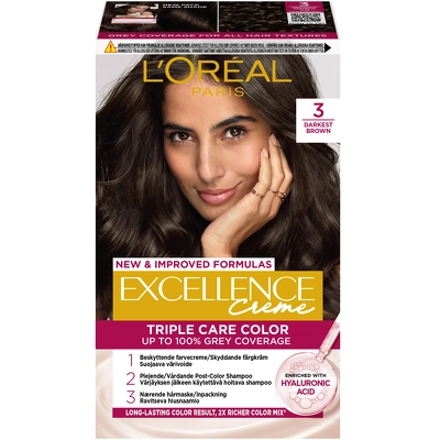 L'Oréal Paris Excellence Creme Permanent Color - 3 Darkest Brown