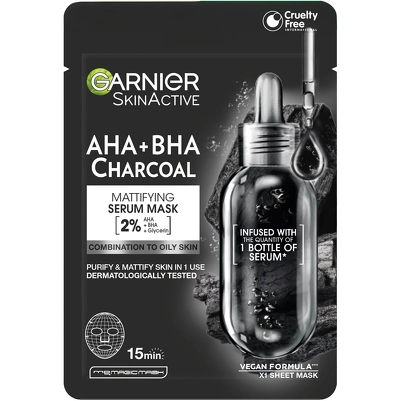 Garnier Skinactive AHA - BHA Charcoal Mattifying Serum Sheet Mask