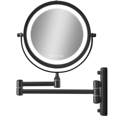 Gillian Jones Wall Mirror W/ Arm & Lights - Black 10246-00